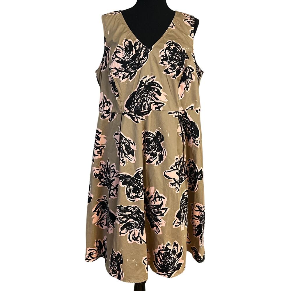 Lane Bryant Plus Size Sleeveless Tan pink black dress 20